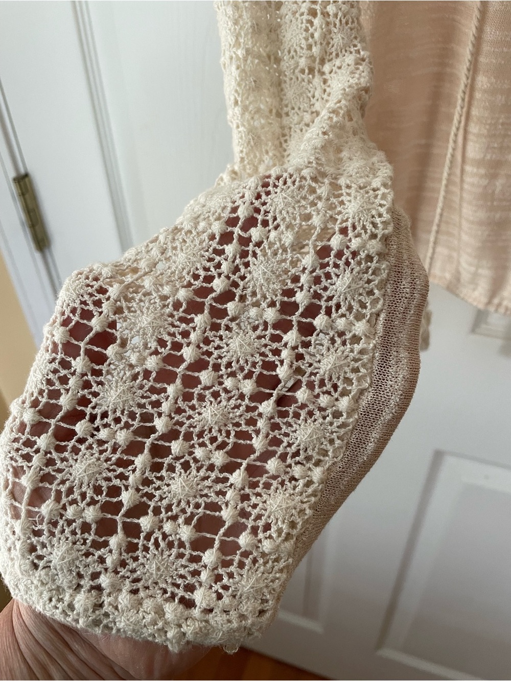 Meadows Rue Cream Crochet Lace Boho Peasant Top Lace Up Small Festival 🤍 - Picture 6 of 7